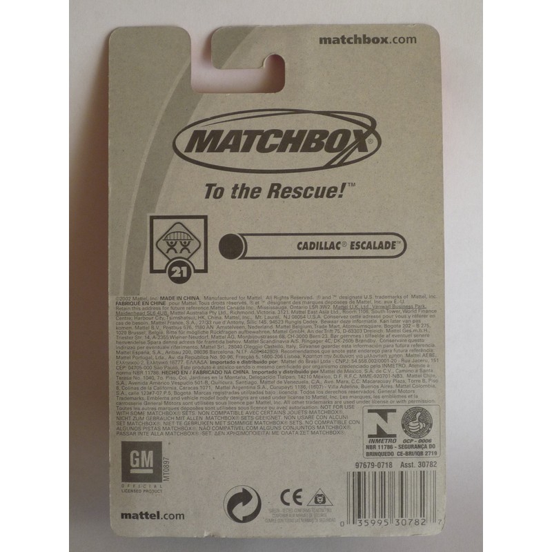 Matchbox 2002 Hero City Collection Black Cadillac Escalade #21