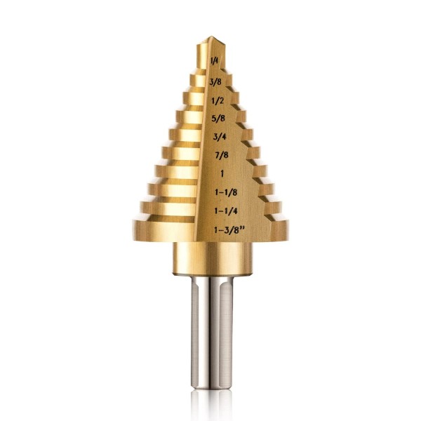 Zelcan 10 Sizes Titanium Step Drill Bit, 1/4 to 1-3/8