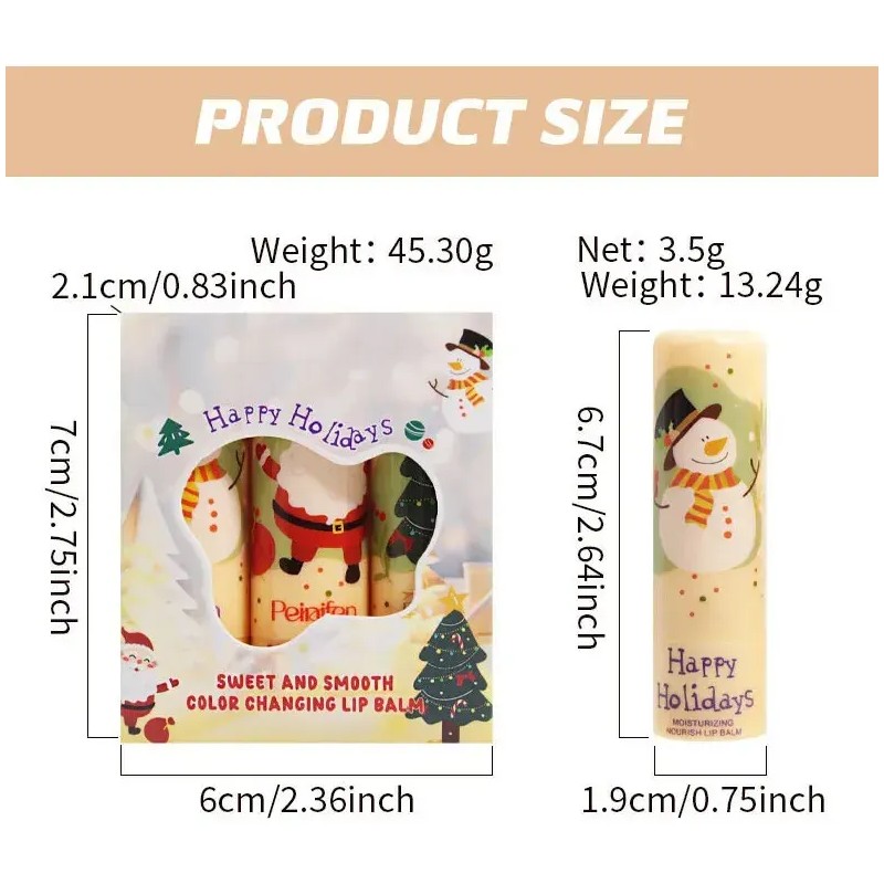 Lápiz Labial Navideño Que Cambia De Color, Paquete De 3