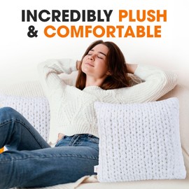 Cheer Collection Knit Throw Pillow - Decorative Chunky Knit Pillow for Couch & Bed - Machine Washable - 18" - White