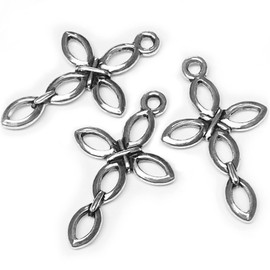 Silver Small Crosses 68-200pcs Mini Charms Variety Cross Beads for Bracelets Craft 1 Inch Charm Bulk Cross Pendant Jewelry Making for Men&Women 68pcs