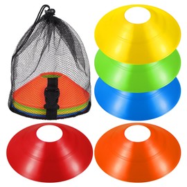 Toyvian Disc Cones, Agility Soccer Cones with Carry Bag, Soccer Cones for Sports Training, Football, Soccer, Basketball, Practice Equipment, 5 Color（30 Pack）
