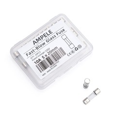 AMPELE (Pack of 20) 10A Fast-Blow Fuse 10Amp 125V Glass Fuses 0.2 x 0.78 inch/5 x 20 mm (10Amp)(F10AL, 125V)