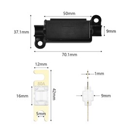 TopHomer Fuse for Fuse Holder and 2 Pieces Blade Fuse, 12 V Waterproof Midi Fuses, Screwed, High Current, with Thermally Shrinkable Terminals for Car, Truck, Motorhome, 80A
