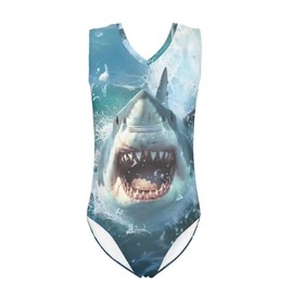 TOADDITDO 3D Shark Gymnastics Leotards for Boys Sleeveless Leotard One Piece Gymnastics Outfit Dance Unitard Biketards