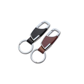 Yrighjo 2PCS Stainless Steel Key Chain with Leather Heavy Duty Home Office Car Keychain with Key Ring Key Holder for Men and Women-Brown & Black