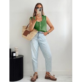 Yousify Womens Spring Fashion 2025 Tank Tops Casual Summer Green Sweater Vest Business Work Outfits for Women Office S