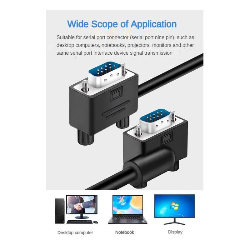 RIKYJIC DB9 RS232 Right Angle Serial Cable 9 Pin Male