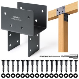 WOWACE 1pc 4x4 (Actual 3.5"x3.5") Post Cap Tie Bracket, Heavy Duty Stainless Steel Wood Beam Support Bracket. for Gazebos, Patio Decks, and Porches Wood Post to Beam Support Connection (Dark Ggray)