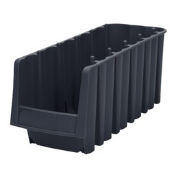 Akro-Mils 30778 Economy Stacking Shelf Plastic Storage Bins, (18-Inch x 8-3/8-Inch x 7-Inch), Black (8-Pack) (30778BLACK)