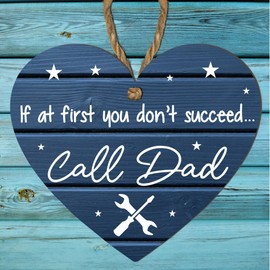 Father's Day Humorous Wooden Plaque "Call Dad" DIY Sign, Ideal for Workshop, Office, Living Room - Size 10cm x 9cm