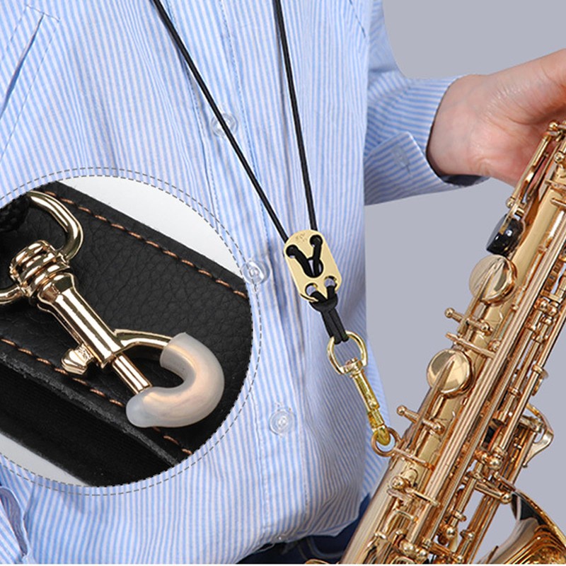 Saxophone Neck Strap Adjustable Soft Padded Leather Premium Saxophone Strap
