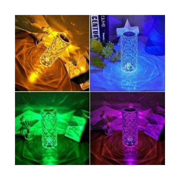 LQty LED Crystal Table Lamp Diamond Rose Bedside Bar Night