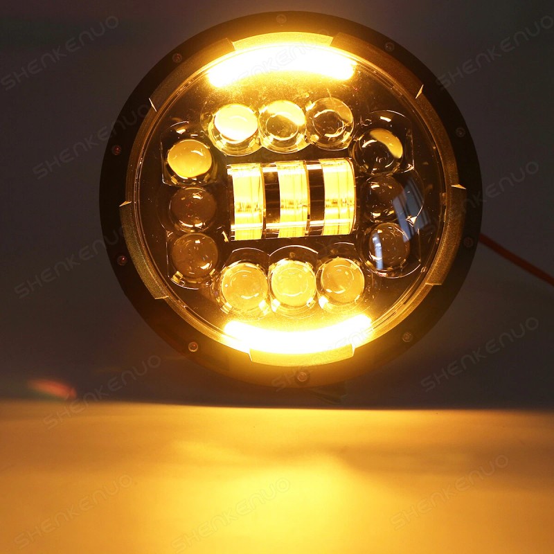 SHENKENUO For Hummer H2 2003-2009 Pair 7" inch Round LED