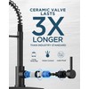 FORIOUS Black Kitchen Faucet with Soap Dispenser, Stainless Steel Kitchen