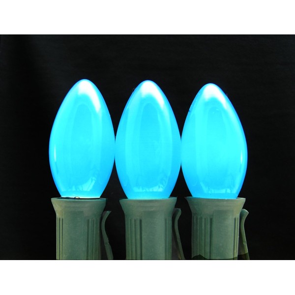 25 Pack 7 Watt C9 Ceramic Blue Incandescent Light Bulb, Intermediate Base