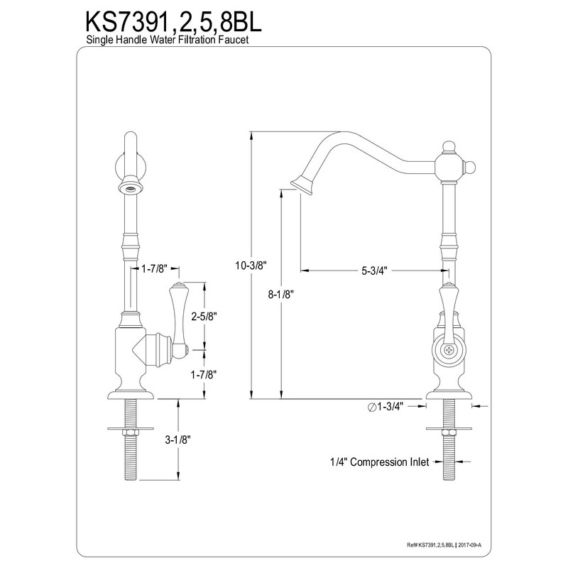KINGSTON BRASS KS7392BL Vintage Cold Water Filtration Faucet, Polished Brass