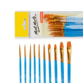 Mont Marte Paint Brushes for Beginners – 10 Pieces – Ideal Paint Brush Set for Oil Paints, Acrylic Paints, Gouache