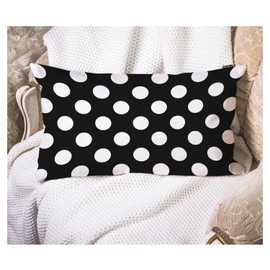 EKOBLA Polka Dot Pillow Cover Repeat Circle Geometric Pattern Modern Black White Decorative Pillow Covers Cotton Linen Cushion Cover for Home Sofa Couch Decor 12x20 Inches