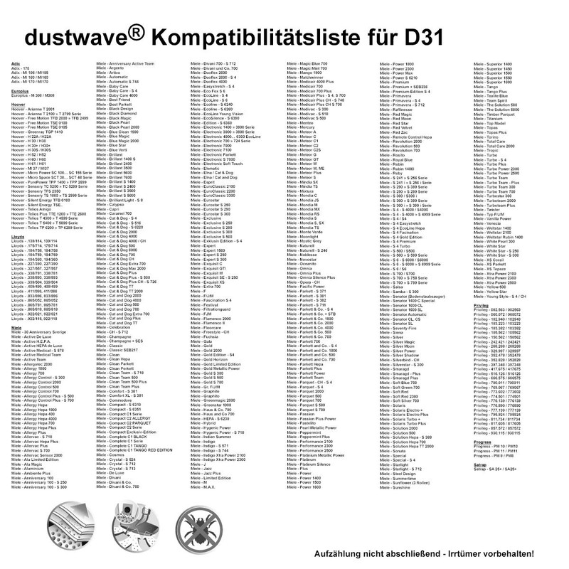 Dustwave® 5 Staubsaugerbeutel für Miele Allergy Control Plus S700 -