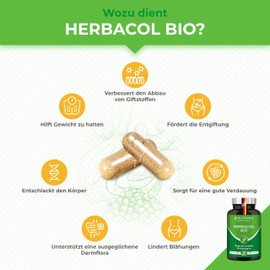 Colon Cleanse Herbacol 100% Organic | Naturally Clean & Detoxify Stomach & Intestines | 6 Week Intestinal Treatment with Psyllium Husks, Fennel, Aloe Vera | Digestive Booster Capsules Nutrimea®