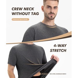 5 Pack Workout Shirts for Men-Dry Fit Black Gym Moisture Wicking Short Sleeve T-Shirts for Running Athletic Casual