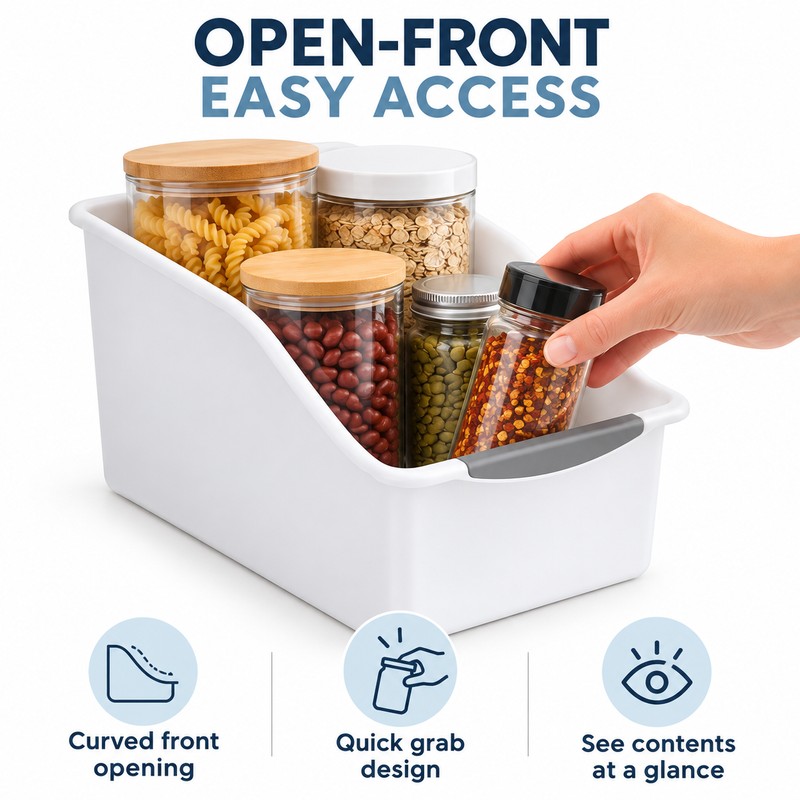 Stackable Storage Organizer Bins, Curved Space-Saving Plastic Storage Boxes for