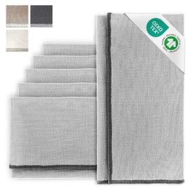 MIQIO® Design Fabric Napkins with Elegant Decorative Stitching, Set of 6 Linen Napkins, 45 x 45 cm, Fabric Napkins Made of 55% Linen and 45% Cotton, European Flax, GOTS and Ökotex Certified, Light
