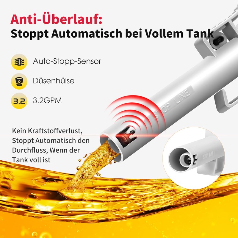 Fuel Pump Automatic Shut-Off - Portable 12V/USB-C Transfer Pump for
