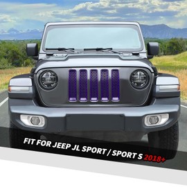 7PCS Mesh Grille Inserts Fit for Jeep Wrangler JL Sport/Sport S 2018-2024 (Purple)