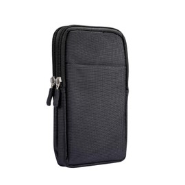 Vertical Cell Phone Waist Bag Black, Cell Phone Belt Clip Holster Mens, Outdoor Sport Mens Cellphone Waist Belt Bum Bag Smartphone Belt Clip Holder Waist Pocket with Belt Loop and Carabiner Hook