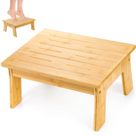 Tlence 6" High Bamboo Step Stool, 300 Lbs Capacity Bedside Stepping Stool, Non Slip Potty Training Stool for Adults, Safety Wooden Foot Stool for Bathroom Bedroom Garden Kitchen, Easy Assembly