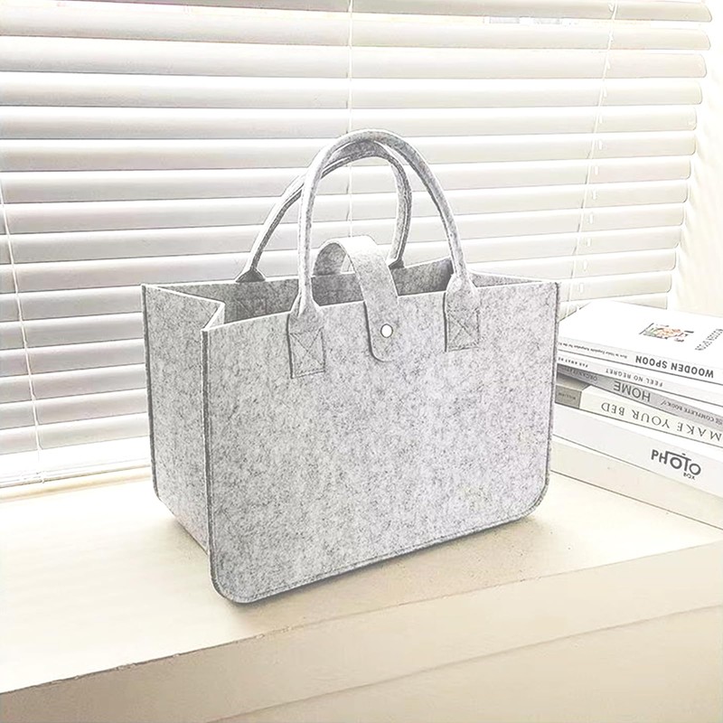 Felt Bag Shopping Basket with Handle Foldable, 30x20x18cm Felt Bag