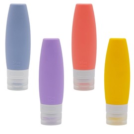 WINDAWNKE 4 PCS Silicone Travel Bottles, 3oz Refillable Toiletries Containers Set, Small Empty Travel Size Bottles for Shampoo, Lotion, Shower Gel (Bright)