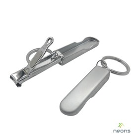 NEONS Nail Clippers, Small Ring, Foldable, Portable, Men's, Women(Silver)
