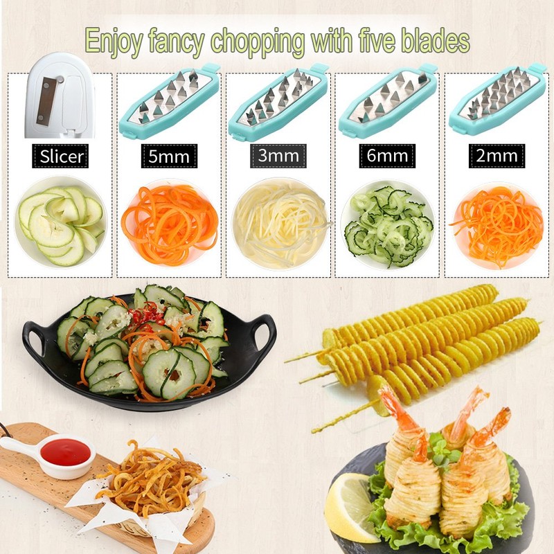 Ourokhome Zucchini Noodle Maker Spaghetti Spiralizer - 5 Blades Vegetable