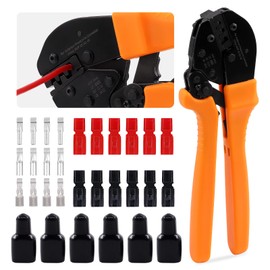 Glarks 31 Piece Power Terminal Crimp Kit Includes Ratchet Wire Crimping Tool with 15A, 30A, 45A Power Connectors and Cap Compatible with Anderson Connectors
