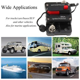 RED WOLF Circuit Breaker 200 Amp for Trolling Motor Boat Marine ATV Vehicles Stereo Audio Electronic Battery System Inline Fuse with Manual Reset Switch Waterproof 12V-48V
