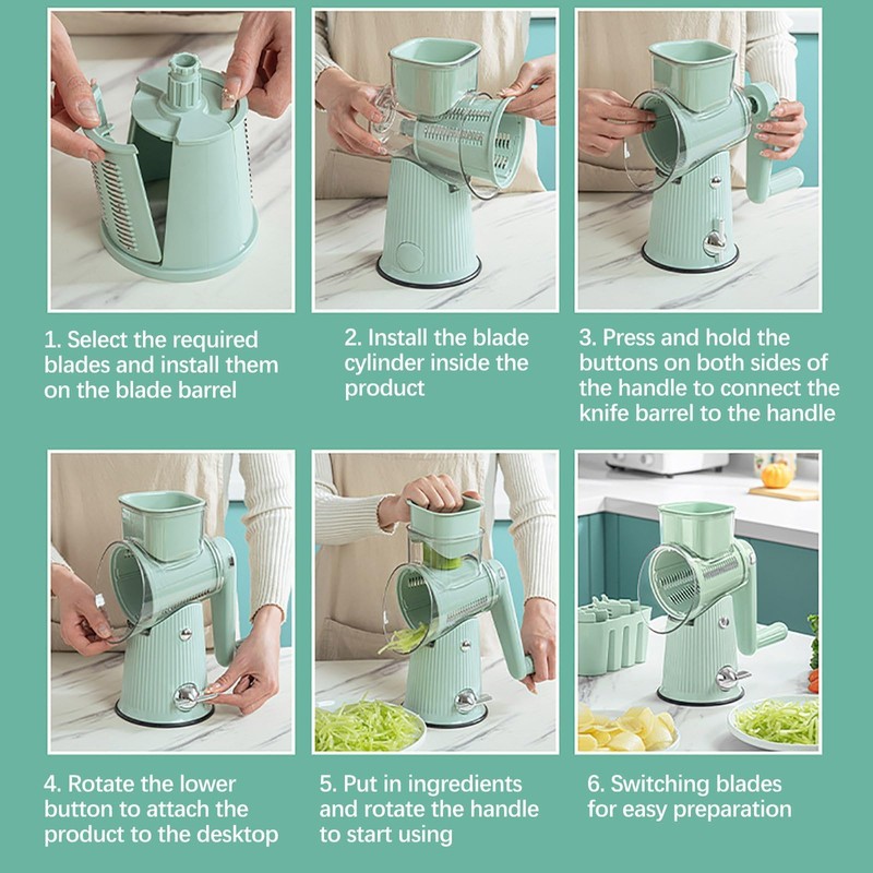 BSFRNF 5 In 1 Rotary Cheese Grater Vegetable Slicer for