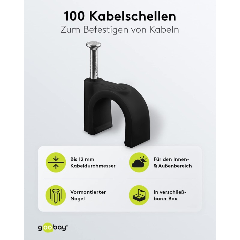 goobay 64684 Cable Clamp Set of 100 / Cable Holder