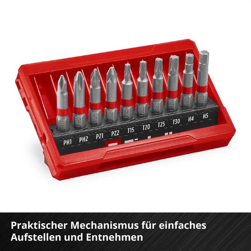 Einhell Bit Set 10 Pieces (50 mm Bits PH/PZ/T/H, Sandblasted