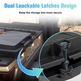 LitMiRaCle Removable Cargo Storage Box for Polaris Ranger/General, 21L/5.5 Gal UTV Truck Bed Toolboxes for 2009-2023 Polaris Ranger XP 1000, Crew 570 900 Mid-Size/Fullsize & General 1000 Accessories