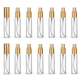 ZbFwmx 20 Pack Set 10ML Protable Refill Bulk Atomizer Spray Travel Perfume Bottle Hydrating Empty Bottle (Gold Caps)