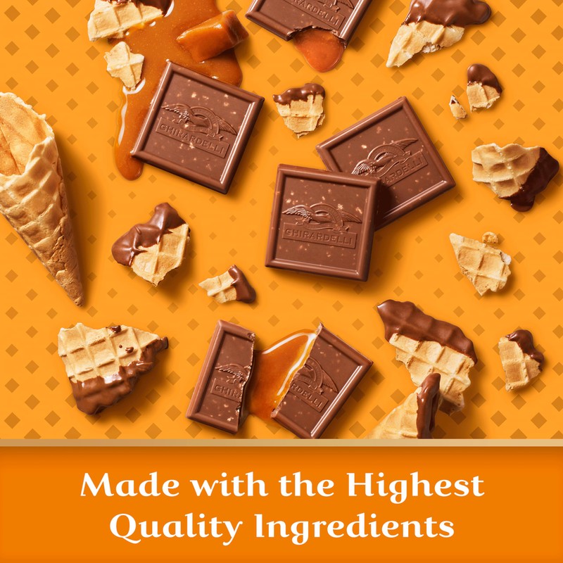 GHIRARDELLI Milk Chocolate Caramel Waffle Cone Squares, 5.2 oz Bag
