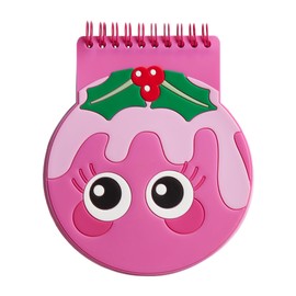 Tinc A5 Christmas Novelty Notepad - Cute Festive Pudding - Pink - Wirebound