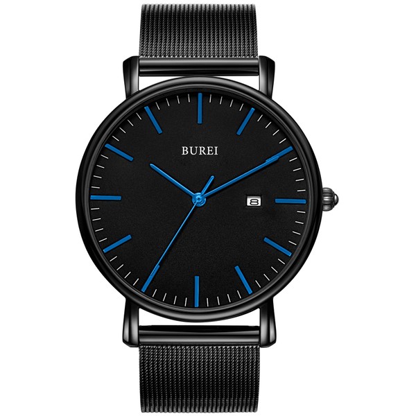 BUREI Men Watches Fashion Minimalist Analog Calendar Quartz Waterproof Watches