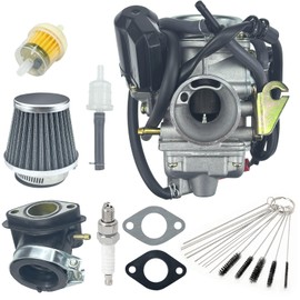 GY6 Carburetor 150cc with Intake Manifold for 4 Stroke 125cc 152QMJ 157QMJ Engines Electric Choke Motorcycle Scooter 24mm PD24J Carb