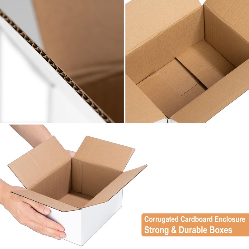 30 Pack 7x5x4'' White Cardboard Shipping Boxes, Medium Mailing Boxes