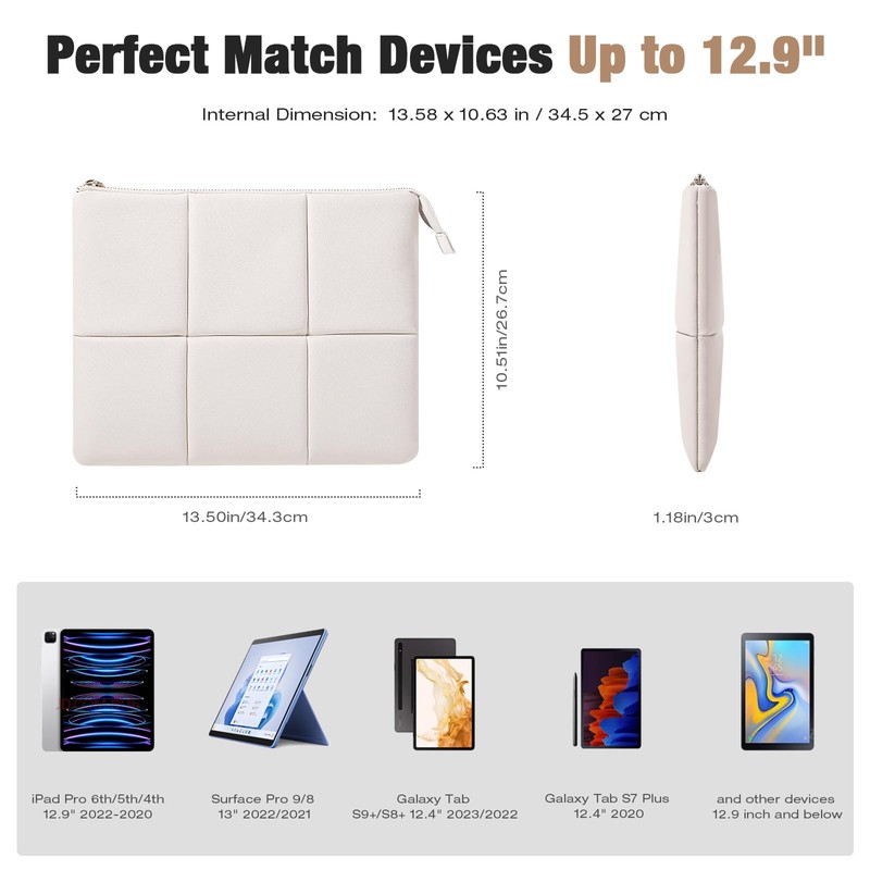 MoKo 12.9 Inch Tablet Case Compatible with Inches, Puffy PU