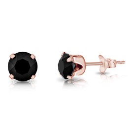 Rose Gold Earrings - Black Earrings - 925 Sterling Silver Studs Earrings Rose Gold Plated - Rose Gold Stud Earrings - Black Crystal Light Earrings - Gold Earrings